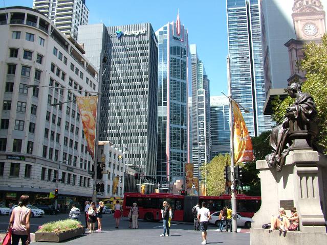 sydney-feb-c 001.JPG - Looking south west down George Street. The town hall is just out of shot on the right and is presently undergoing refurbishment